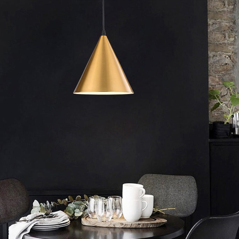 Traditional Vintage Geometric Cone Dome Aluminum 1-Light Pendant Light For Dining Room