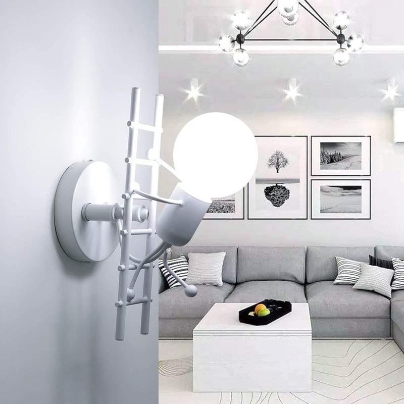 Contemporary Creative Humanoid Ladder Iron 1-Light Wall Sconce Lamp For Living Room