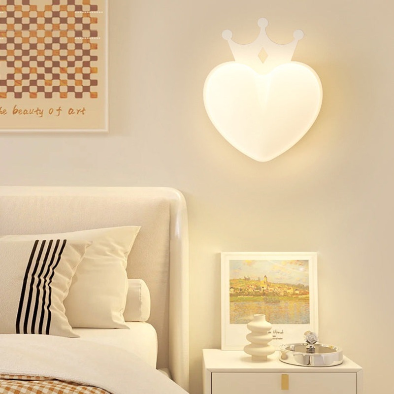 Contemporary Creative PE Crown Heart Shade Iron LED Wall Sconce Lamp For Living Room