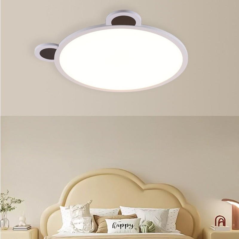 Modern Minimalist Cartoon Kids Round Half Circle Bear Aluminum Acrylic LED Flush Mount Ceiling Light For Bedroom
