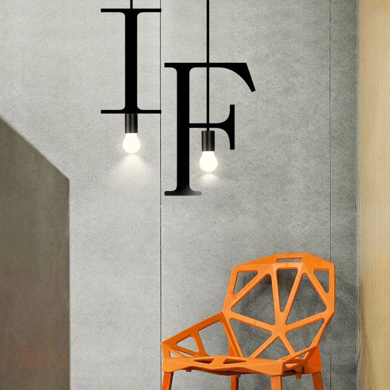 Modern Minimalist Letter Shape Line Glass Iron 1-Light Pendant Light For Living Room
