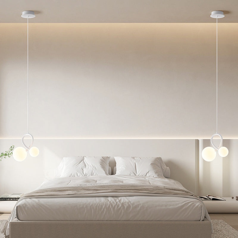 Modern Minimalist Orb Curved Resin Iron LED Chandeliers For Living Room
