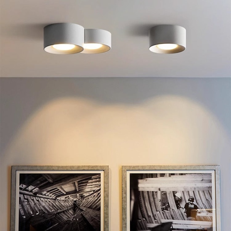 Modern Minimalist Round Cylinder Downlight Spotlight Iron Acrylic LED Flush Mount Ceiling Light For Bedroom