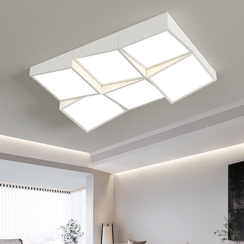 Modern Minimalist Round Square Rectangle Block Combination Iron Acrylic LED Flush Mount Ceiling Light for Bedroom
