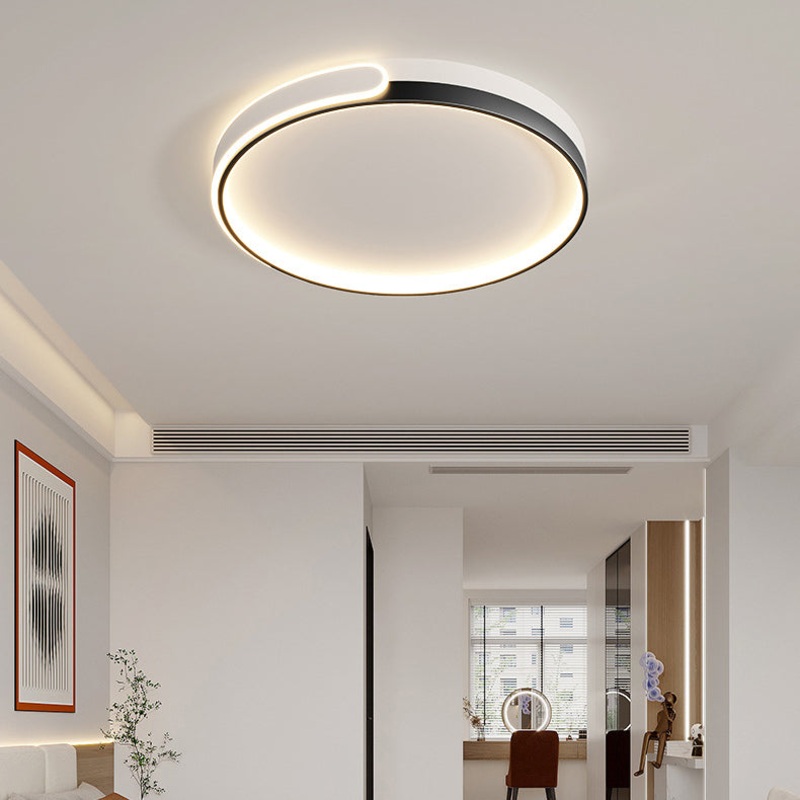 Modern Minimalist Round Square Rectangle Triangle Iron Frame Acrylic PVC Shade LED Flush Mount Ceiling Light For Living Room