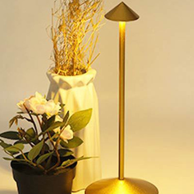 Modern Minimalist USB Pointed Round Metal LED Table Lamp For Bedroom