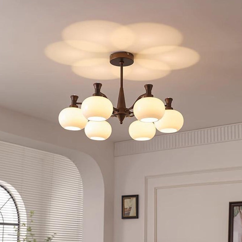 Traditional Vintage Branch Round Iron Glass 6/8/10 Light Chandelier For Living Room