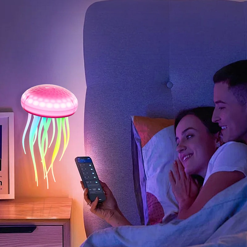 Contemporary Creative Silica PVC Rechargeable Swimming Jellyfish Hanging LED Wall Sconce Lamp Night Light For Bedside