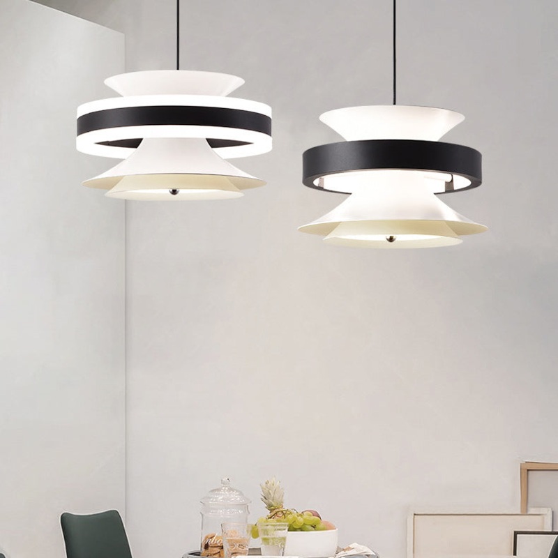 Contemporary Nordic Iron Aluminum Acrylic Movable Toroidal Gyroscope LED Pendant Light For Dining Room