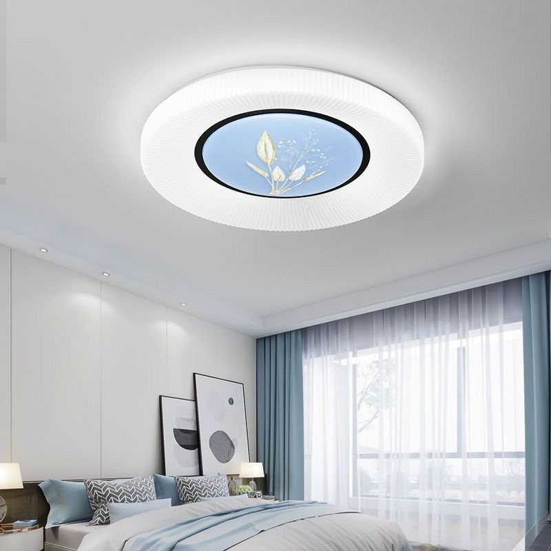 Modern Minimalist Flower Round Iron Acrylic LED Flush Mount Ceiling Light For Bedroom