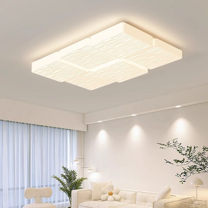 Modern Minimalist Rectangular Iron Plastic LED Flush Mount Ceiling Light For Bedroom