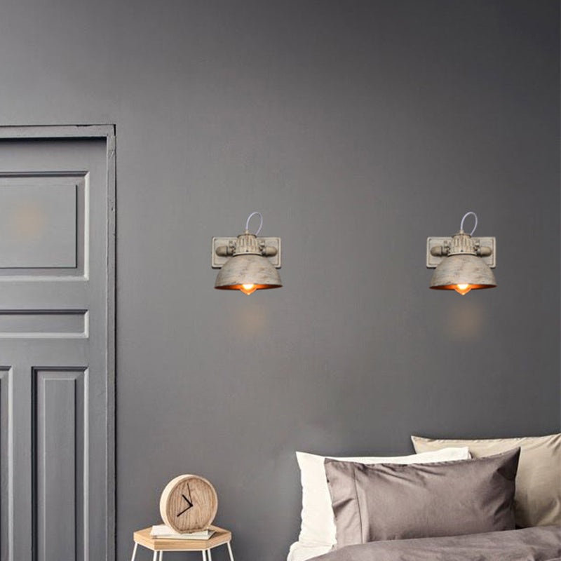 Traditional Vintage Distressed Iron Semicircle 1-Light Wall Sconce Lamp For Dining Room