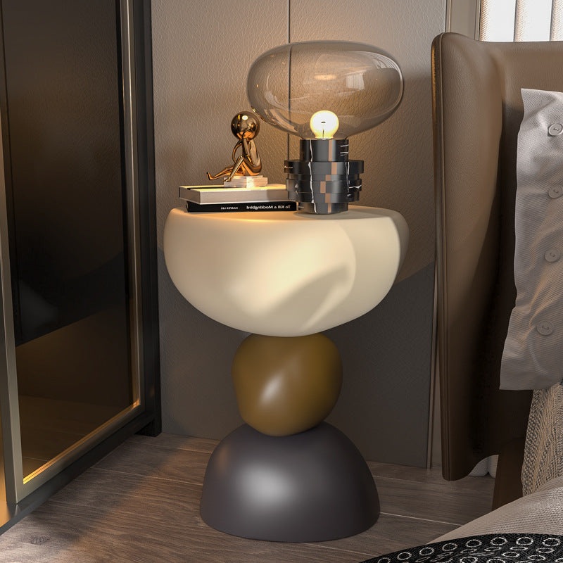 Contemporary Creative Stone Stacking Round Oval Fiberglass Side Table For Living Room