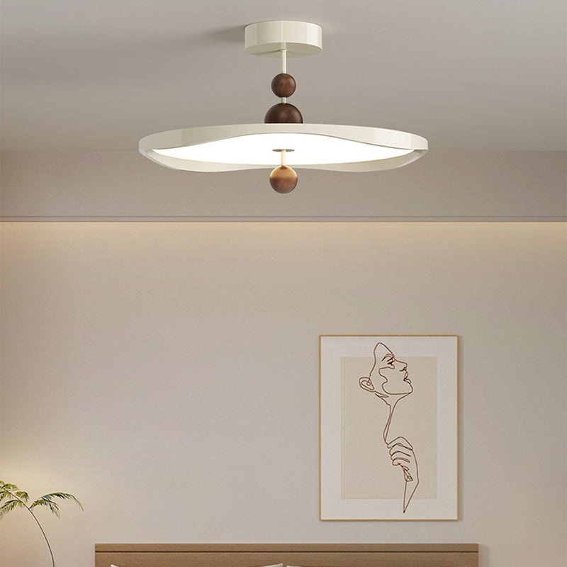 Contemporary Nordic Iron Aluminum Round LED Semi-Flush Mount Ceiling Light For Bedroom