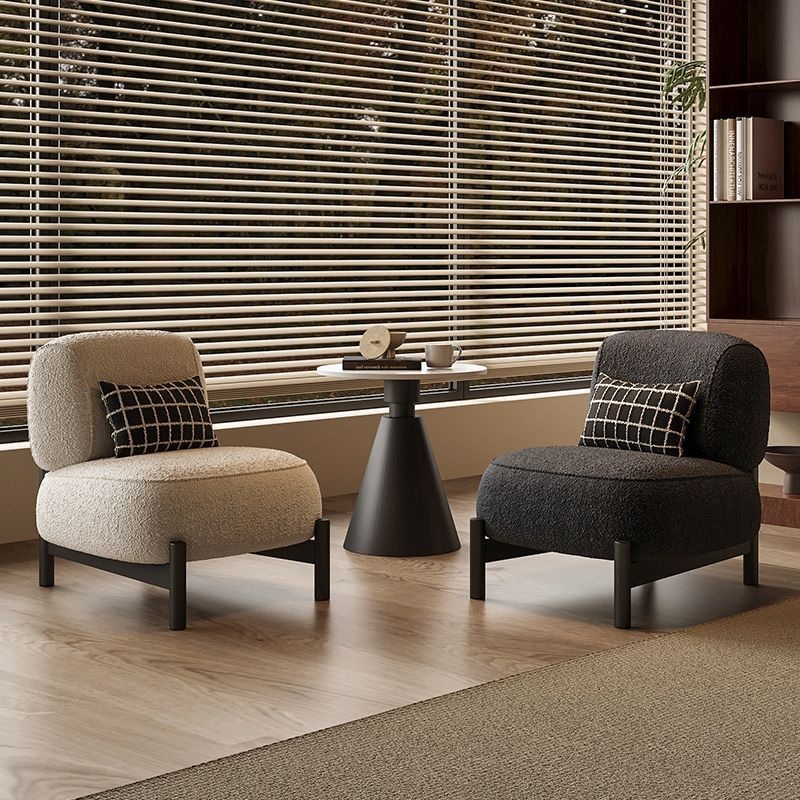 Contemporary Nordic Lambswool Wood Carbon Steel Stainless Steel Sponge Square Accent Chair Backrest For Living Room