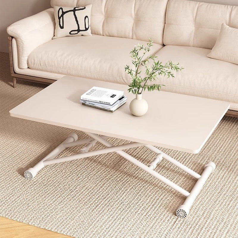 Modern Minimalist Foldable Rectangular Faux Panel Metal Coffee Table For Living Room