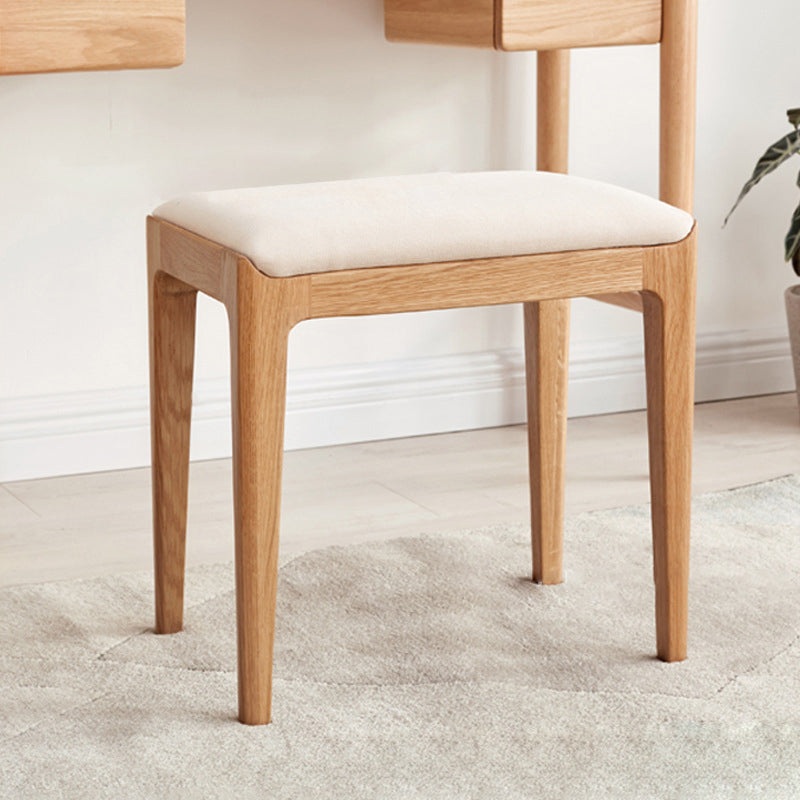 Modern Minimalist Rectangular Upholstered Fabric Wood Frame Vanity Stool For Bedroom