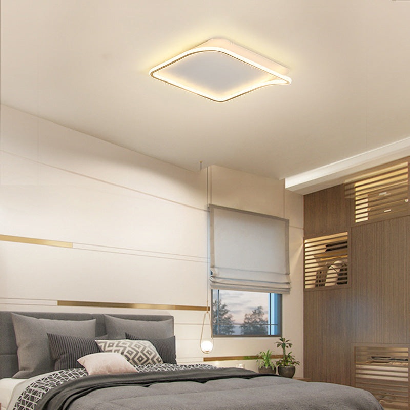 Modern Minimalist Square PVC Aluminum Iron LED Flush Mount Ceiling Light For Bedroom