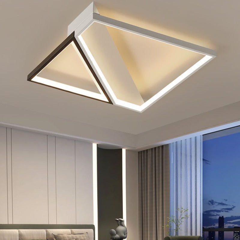 Modern Minimalist Square Rectangle Iron Acrylic LED Flush Mount Ceiling Light For Bedroom