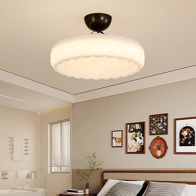 Modern Simplicity Cloud PE Shade Iron LED Semi-Flush Mount Ceiling Light For Bedroom