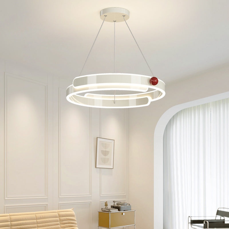 Traditional French Iron Aluminum Circle Ring LED Pendant Light For Bedroom