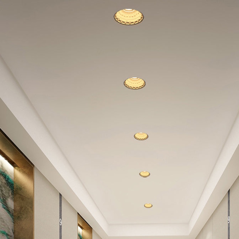 Traditional French Plaster Aluminum Round Zodiac Three-dimensional Pattern Recessed LED Flush Mount Ceiling Light Spotlight For Hallway