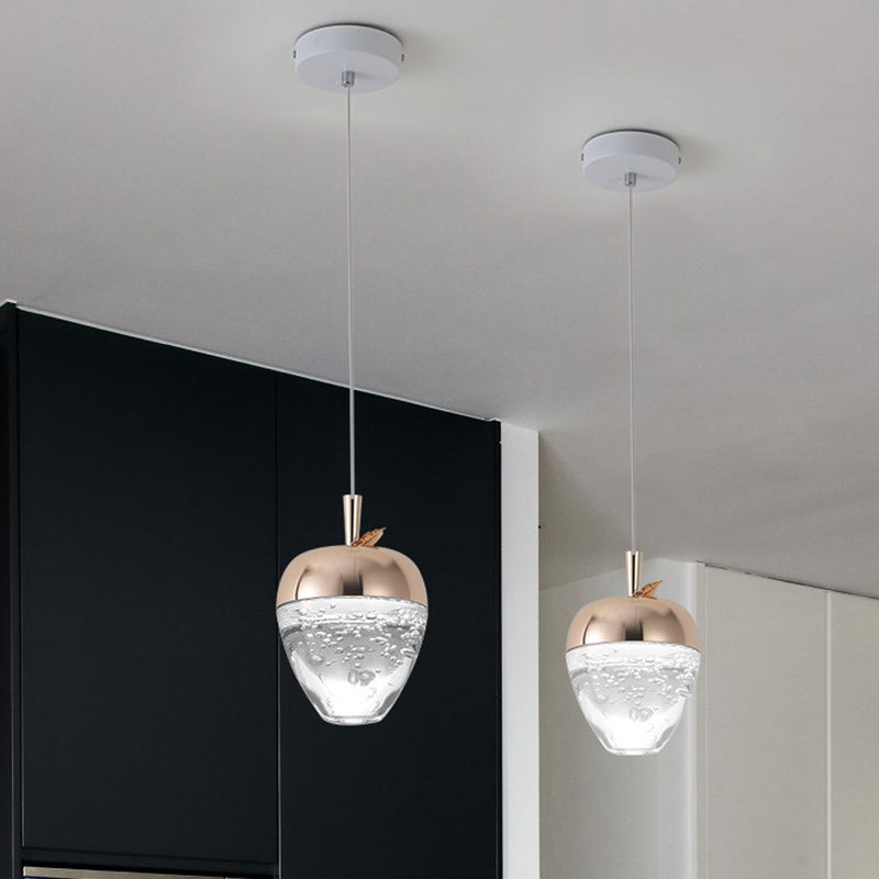 Contemporary Creative Apple Gourd Round Oval Aluminum Crystal LED Pendant Light For Bedroom