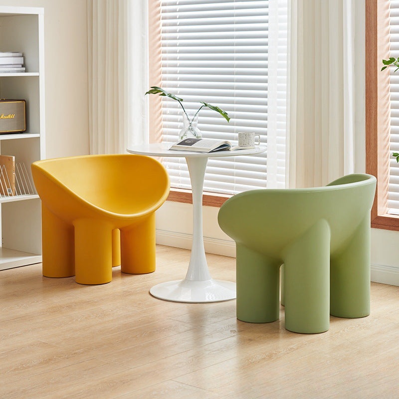 Contemporary Creative Elephant Leg Shape Adult Children Round Curved Plastic Chair Backrest Armrest For Living Room