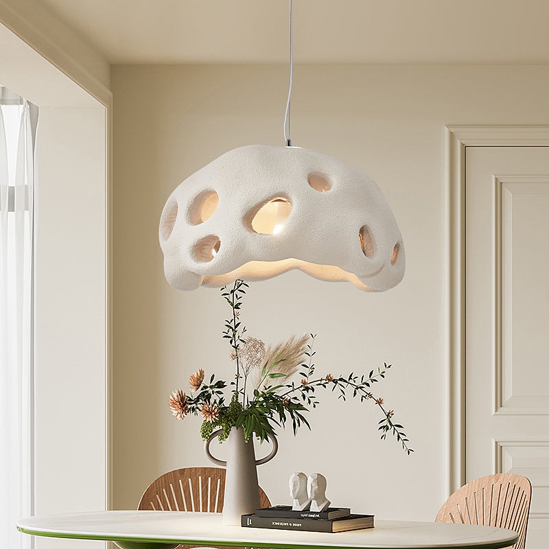 Contemporary Creative Oval Irregular Hollow High Density Polystyrene 1-Light Pendant Light For Living Room