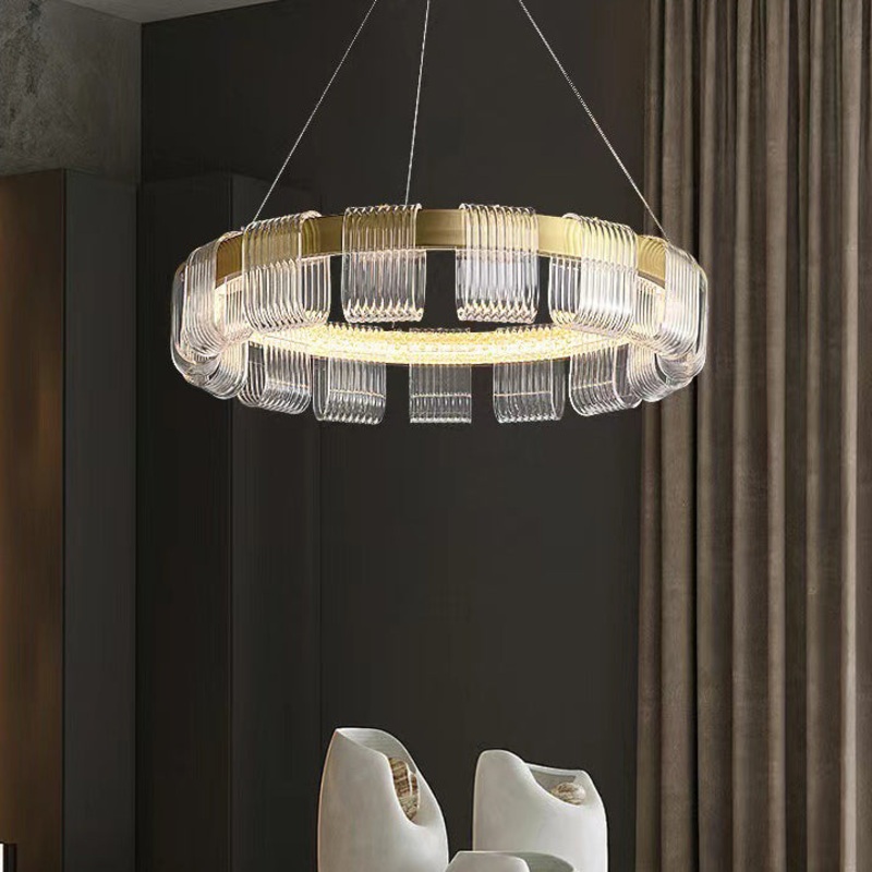 Contemporary Luxury Aluminum Acrylic Circle Ring LED Pendant Light For Bedroom