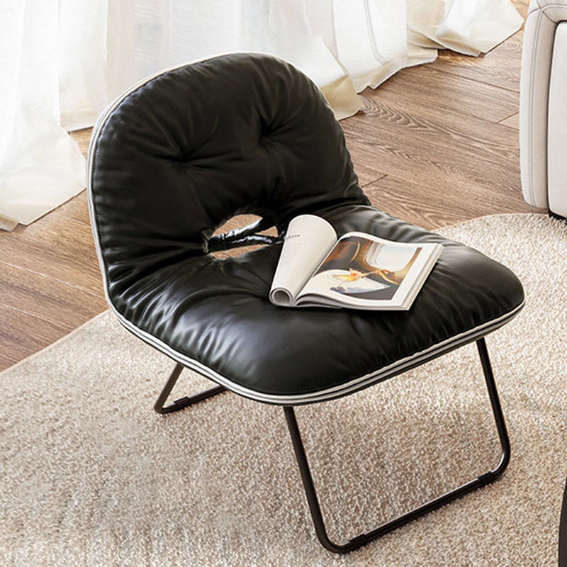Contemporary Nordic Curved Leather Upholstered Portable Folding Accent Chair Backrest For Living Room