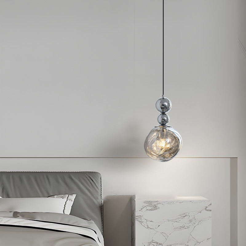 Contemporary Nordic Iron Acrylic Lava Round 1-Light Pendant Light For Bedroom