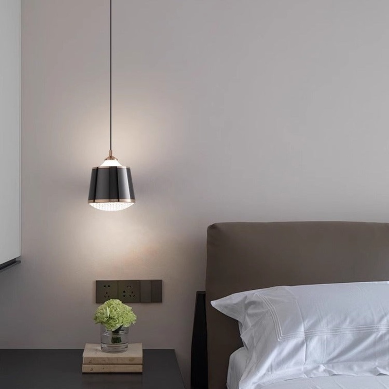 Contemporary Nordic Iron Acrylic Round Liftable LED Pendant Light For Bedroom