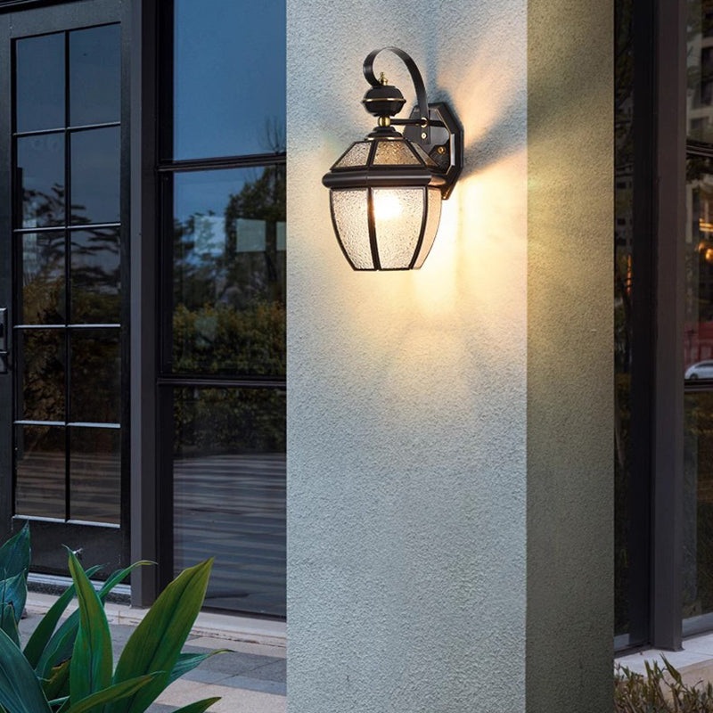 Contemporary Nordic Room Square Glass Copper 1-Light Wall Sconce Lamp For Outdoor Patio