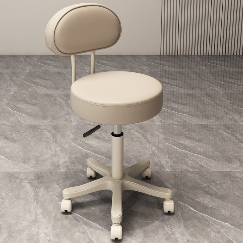 Contemporary Nordic Round Cushion Leather Nylon Vanity Stool Backrest Armless For Bedroom