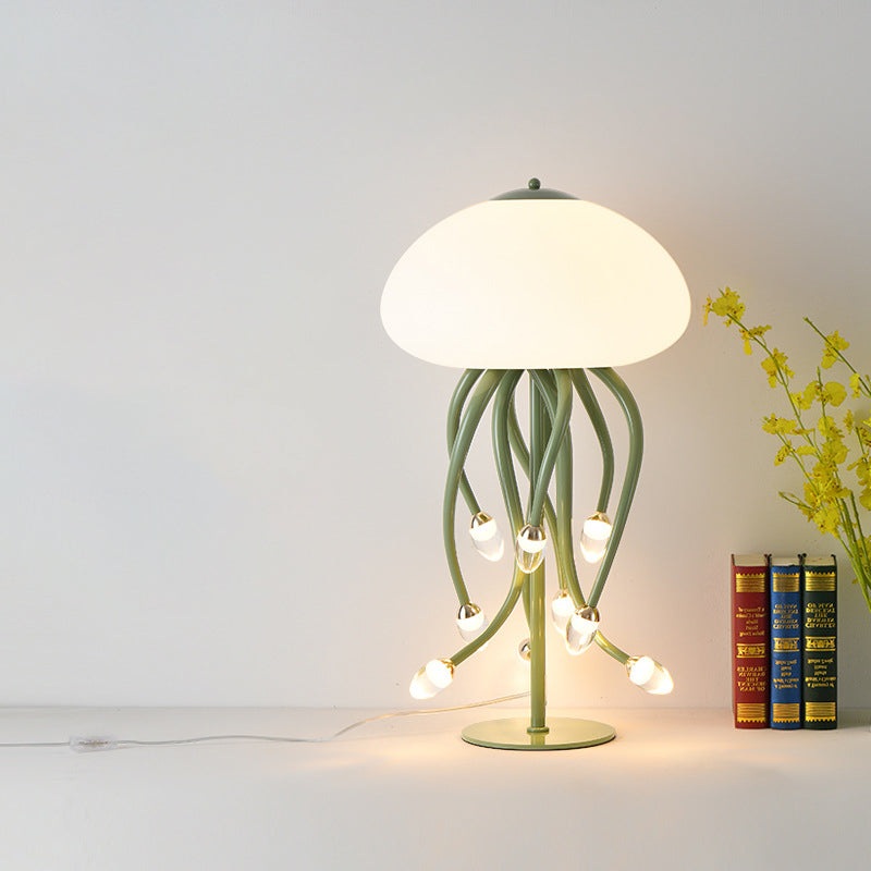 Contemporary Scandinavian Jellyfish Disc Base Iron Acrylic LED Table Lamp For Bedroom