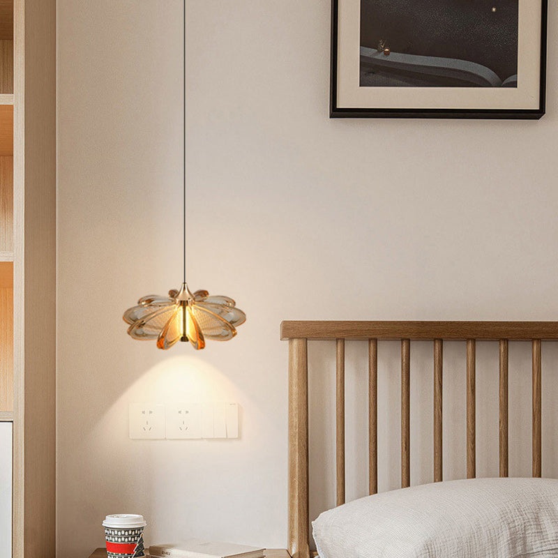 Contemporary Scandinavian Petal Round Acrylic Aluminum LED Pendant Light For Bedroom