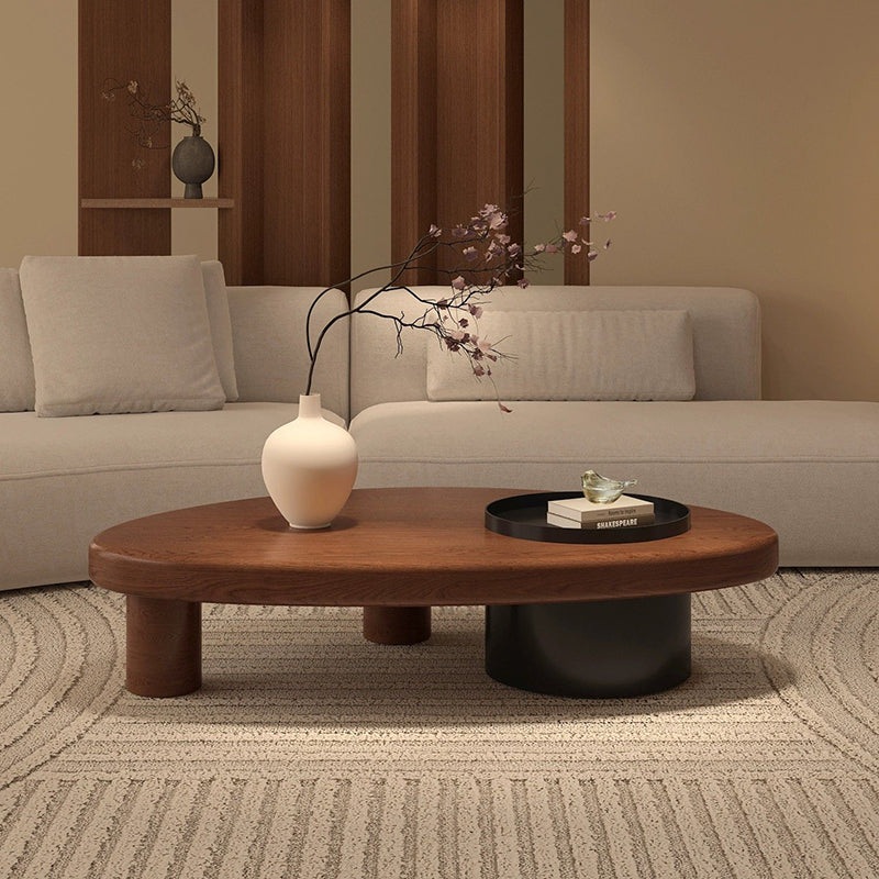 Modern Minimalist Alien Triangle Wood Iron Coffee Table 1-Storage For Living Room
