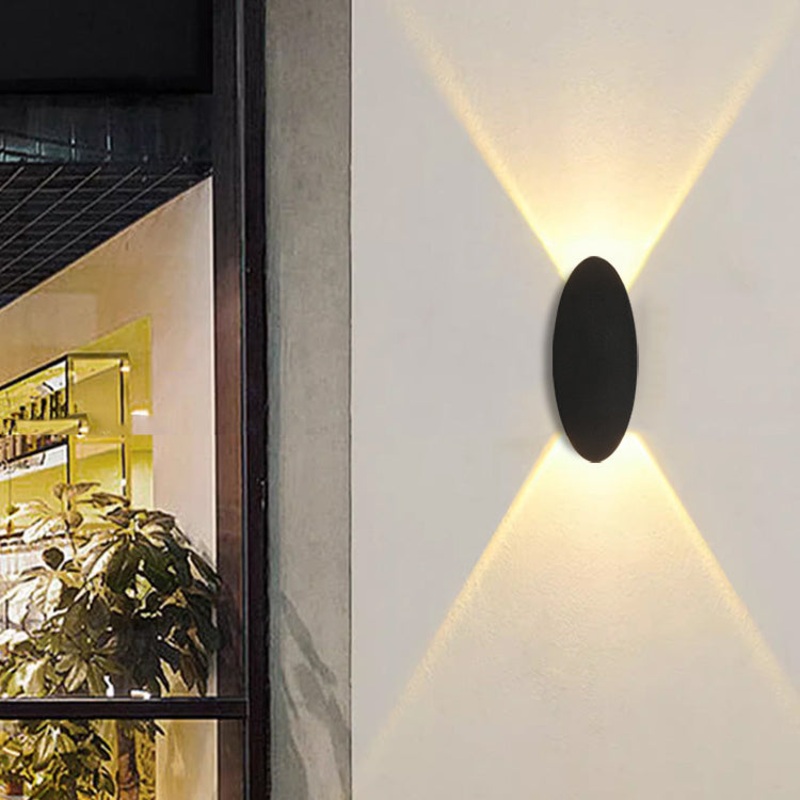 Modern Minimalist Aluminum Elliptical Waterproof LED Wall Sconce Lamp For Outdoor Patio