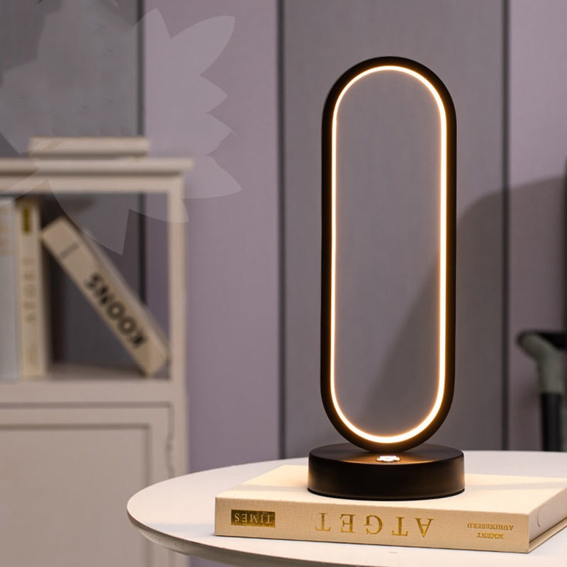 Modern Minimalist Ellipse S Shape Iron Aluminum Silicone LED Table Lamp For Bedroom