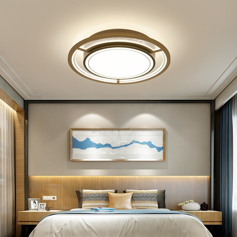 Traditional Chinese Round Iron Acrylic LED Flush Mount Ceiling Light For Bedroom