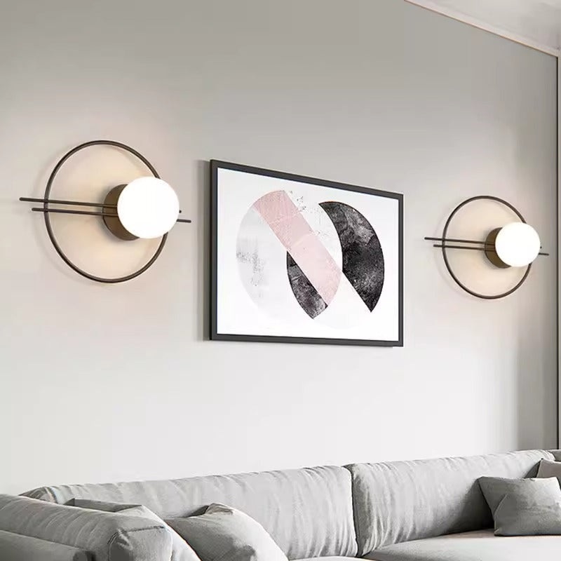 Contemporary Creative Circle Iron Glass 1-Light Wall Sconce Lamp For Bedroom