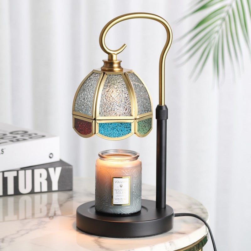 Modern Art Deco Dome Iron Copper Glass 1-Light Melting Wax Table Lamp For Bedroom