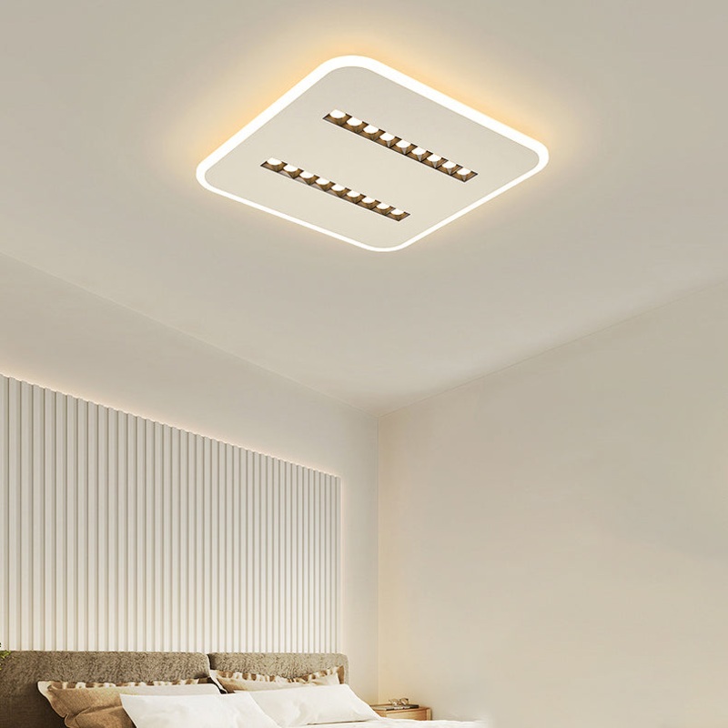 Modern Minimalist Square Rectangular Iron Aluminum Acrylic Spotlight LED Flush Mount Ceiling Light For Living Room