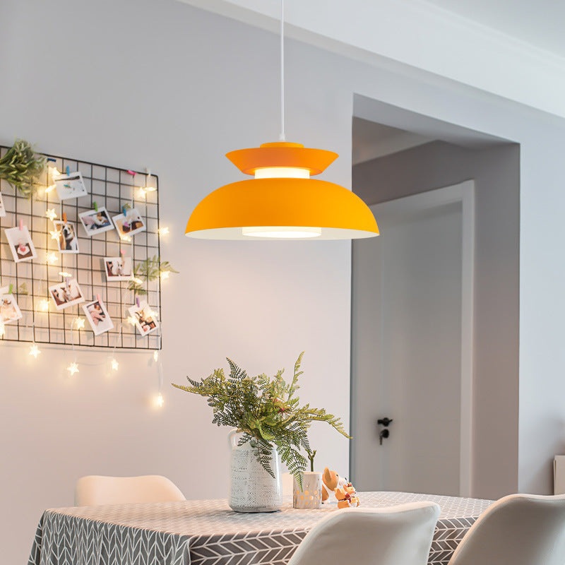 Contemporary Scandinavian Dome Aluminum Acrylic 1-Light Pendant Light For Living Room
