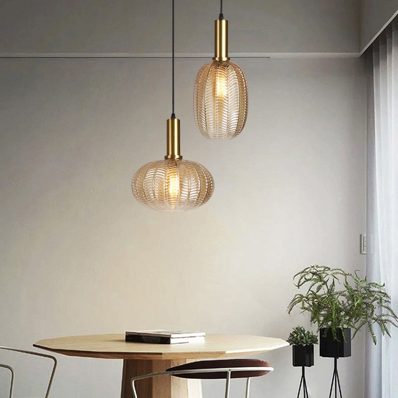 Contemporary Scandinavian Oval Round Column Glass Iron 1-Light Pendant Light For Living Room