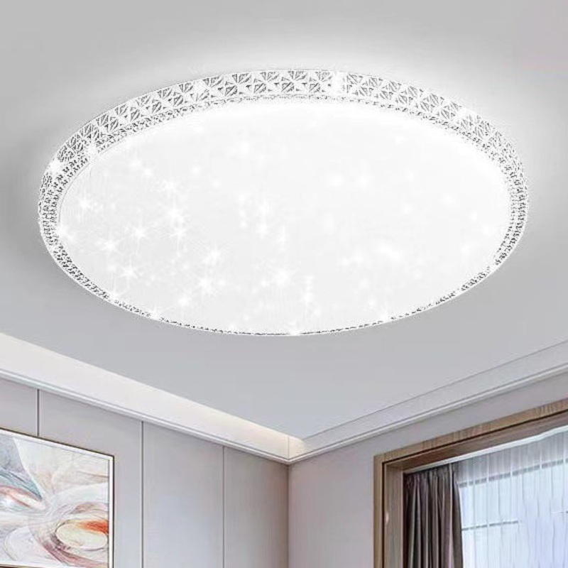 Modern Luxury Mounted Star Crystal Round Square Acrylic Iron LED Flush Mount Ceiling Light For Bedroom