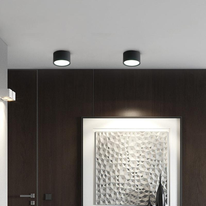 Modern Minimalist Cylinder Aluminum Acrylic LED Flush Mount Ceiling Light For Hallways