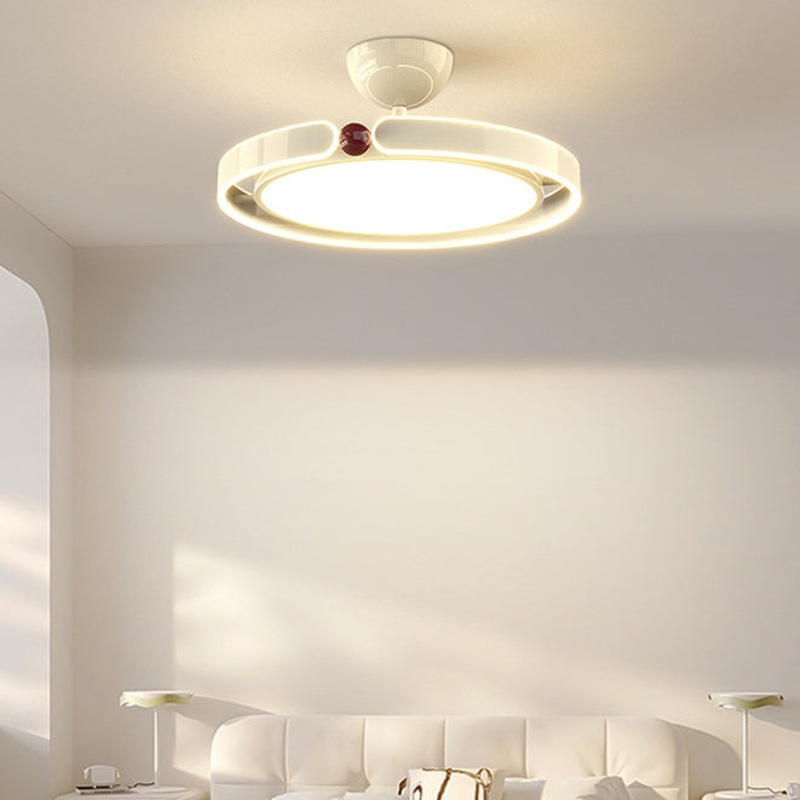 Modern Minimalist Round Iron Aluminum Acrylic LED Semi-Flush Mount Ceiling Light For Bedroom