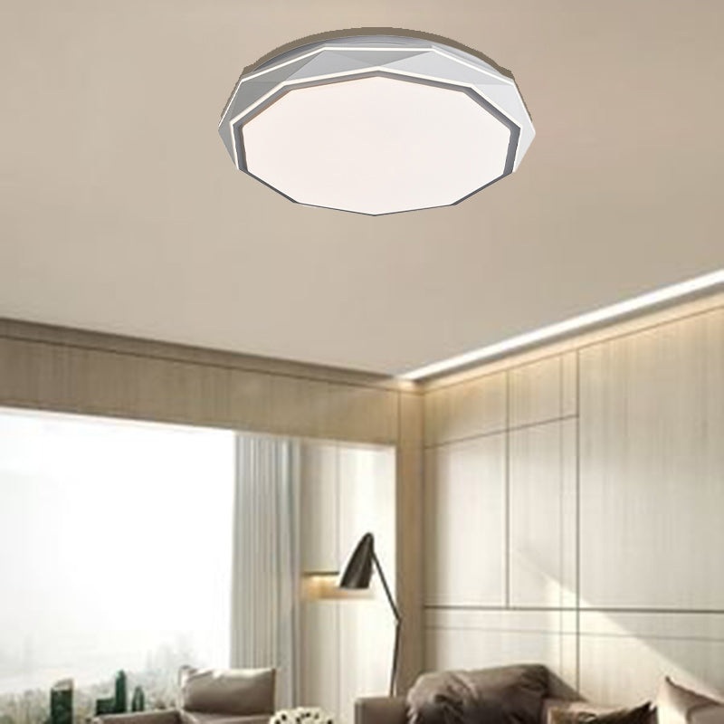 Modern Minimalist Round Polygon Dome Iron Acrylic LED Flush Mount Ceiling Light For Bedroom